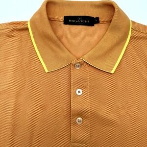Bugatchi Uomo Men's Short Sleeve Orange Large Rayon Blend Polo Golf Shirt
